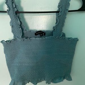 Cute Kendall and Kylie blue ruffle crop top tank